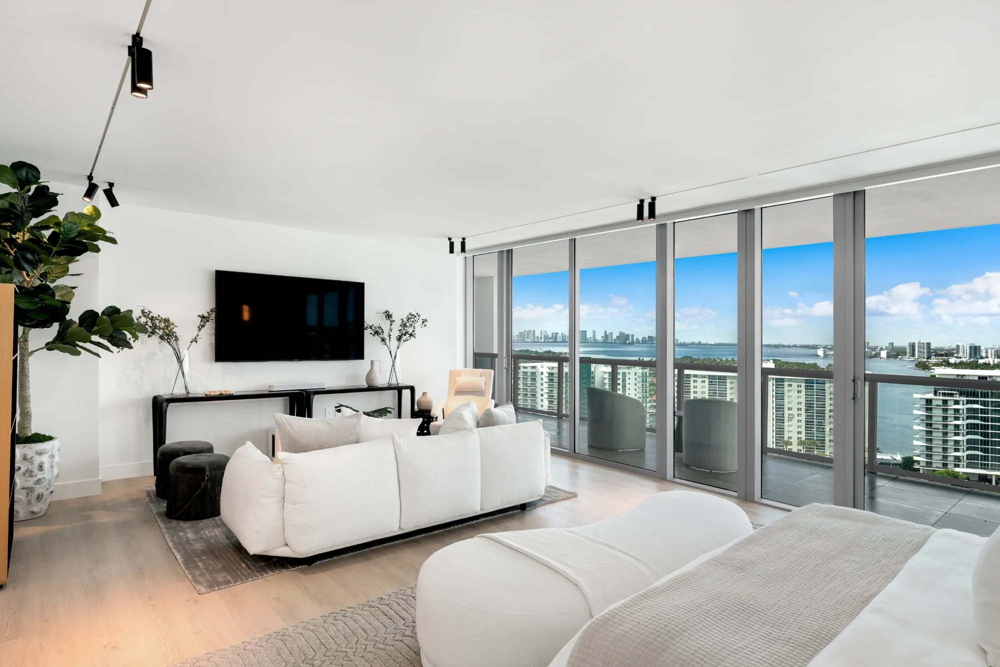 Primary suite two, west facing, opening to the bay terrace